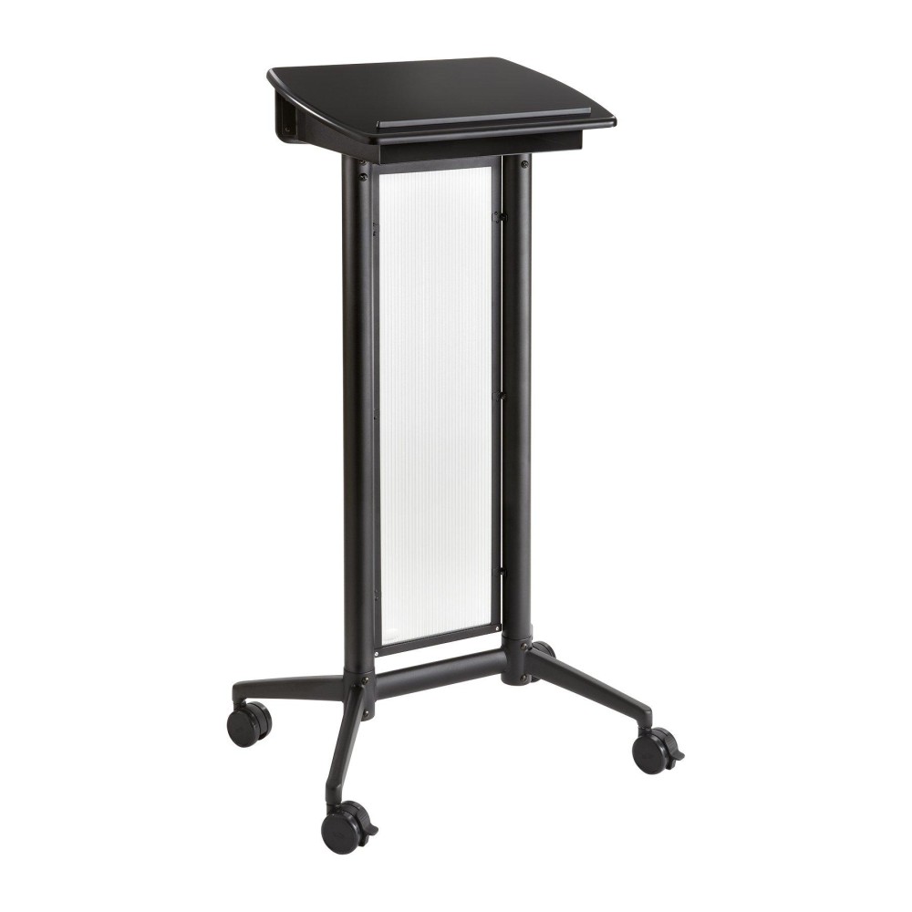 Safco Products 8912Bl Mobile Lectern With Stoarge, Ideal For Office And Classroom Presentations, 4 Locking Wheels, Black