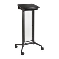 Safco Products 8912Bl Mobile Lectern With Stoarge, Ideal For Office And Classroom Presentations, 4 Locking Wheels, Black