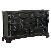 American Woodcrafters 10-Drawer Triple Dresser, Heirloom Black