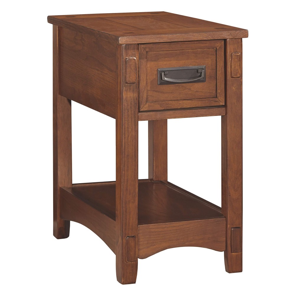 Signature Design by Ashley Breegin New Traditional Wooden Chair Side End Table with 1 Drawer and 1 Fixed Shelf, Brown