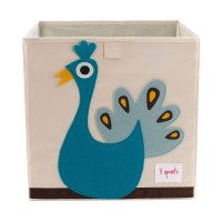 3 Sprouts Cube Storage Box - Organizer Container For Kids & Toddlers, Peacock