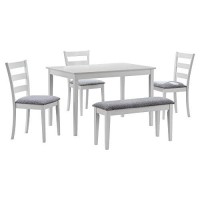 Monarch Specialties , Dining Set With A Bench And 3 Side Chairs, White