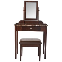 Crown Mark Iris Vanity Table/Stool, Espresso Finish