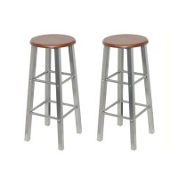 vidaXL Bar Stools 2 pcs Metal with MDF Seat 60562