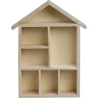 Creativ 575160 1-Piece Wooden House Shaped Shelving System With 7 Small Compartments, Beige