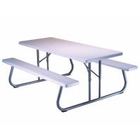 Lifetime 80215 Folding Picnic Table, 6 Feet, White Granite