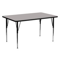 Flash Furniture Wren 24''W X 60''L Rectangular Grey Hp Laminate Activity Table - Standard Height Adjustable Legs