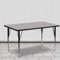 Flash Furniture Wren 24''W X 60''L Rectangular Grey Hp Laminate Activity Table - Standard Height Adjustable Legs