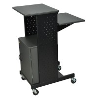 Luxor Ps4000C 4 Shelf Mobile Presentation Station With Cabinet, Gray