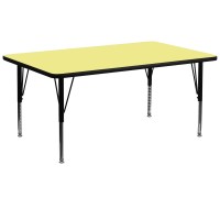 30''W X 72''L Rectangular Yellow Thermal Laminate Activity Table - Height Adjustable Short Legs
