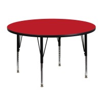 Flash Furniture Wren 48'' Round Red Hp Laminate Activity Table - Height Adjustable Short Legs
