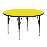 Flash Furniture Wren 48'' Round Yellow Hp Laminate Activity Table - Height Adjustable Short Legs