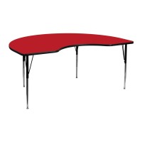Flash Furniture Wren 48''W X 72''L Kidney Red Hp Laminate Activity Table - Standard Height Adjustable Legs