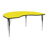 Flash Furniture Wren 48''W X 72''L Kidney Yellow Hp Laminate Activity Table - Standard Height Adjustable Legs