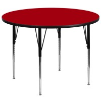 Flash Furniture Wren 60'' Round Red Thermal Laminate Activity Table - Standard Height Adjustable Legs
