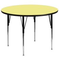 Flash Furniture Wren 60'' Round Yellow Thermal Laminate Activity Table - Standard Height Adjustable Legs