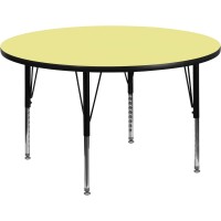 Flash Furniture Wren 60'' Round Yellow Thermal Laminate Activity Table - Height Adjustable Short Legs