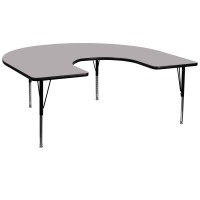 Flash Furniture Wren 60''W X 66''L Horseshoe Grey Thermal Laminate Activity Table - Height Adjustable Short Legs