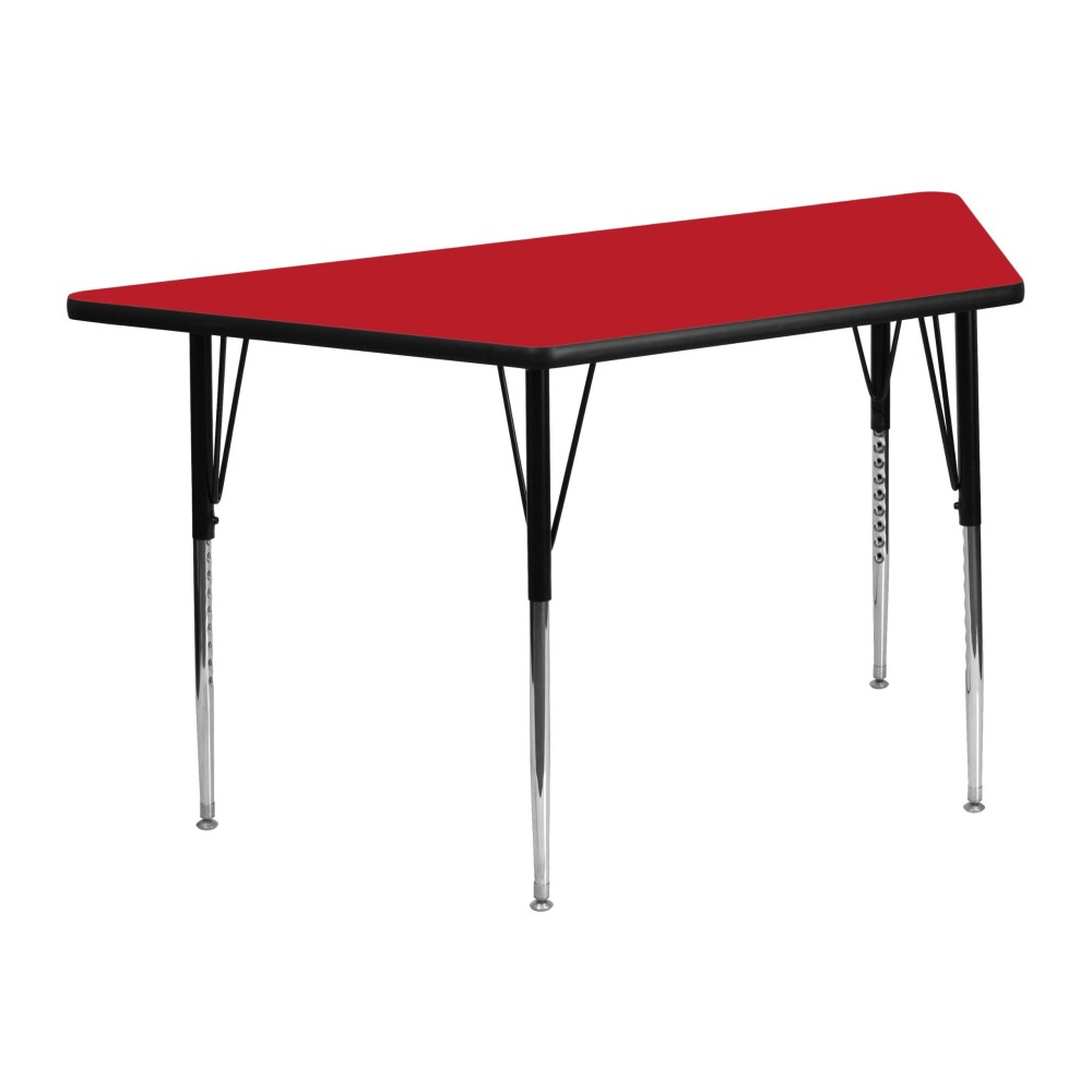 Flash Furniture Wren 22.5''W X 45''L Trapezoid Red Hp Laminate Activity Table - Standard Height Adjustable Legs