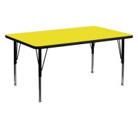 Flash Furniture 30''W X 60''L Rectangular Yellow Hp Laminate Activity Table - Height Adjustable Short Legs