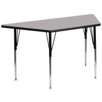 29''W x 57''L Trapezoid Grey Thermal Laminate Activity Table - Standard Height Adjustable Legs