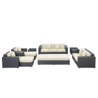 Modway 9 Piece Outdoor Patio Sofa Set In Espresso White