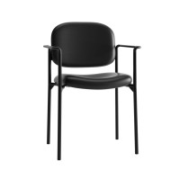 Hon Scatter Guest Chair With Arms Leather Stacking Office Furniture Black Vl616