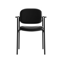 Hon Scatter Guest Chair With Arms Leather Stacking Office Furniture Black Vl616