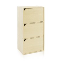 Furinno Pasir 3 Tier Bookcase With Door With Out Handle, Steam Beech