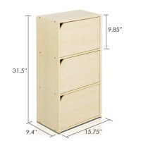 Furinno Pasir 3 Tier Bookcase With Door With Out Handle, Steam Beech