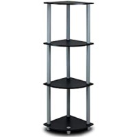 Furinno Turnntube 4Tier Corner Display Rack Multipurpose Shelving Unit Blackgrey