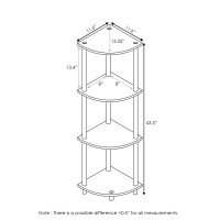 Furinno Turnntube 4Tier Corner Display Rack Multipurpose Shelving Unit Blackgrey