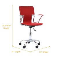 Modway Studio Faux Leather Swivel Task Office Chair In Red