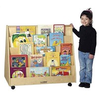 Ecr4Kids Double-Sided Mobile Book Display, Classroom Bookshelf, Natural