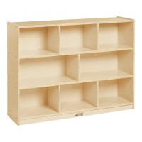 Ecr4Kids 8-Compartment Mobile Storage Cabinet, 36In, Classroom Furniture, Natural