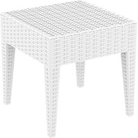 Compamia Miami Square Resin Patio Side Table In White, Commercial Grade