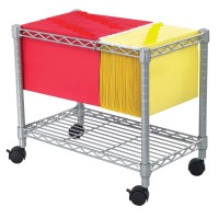 Safco Products 5201Gr Wire Mobile Letter Or Legal File Cart - Gray, Collapsible Space Saving For Compact Storage. 4 Locking Wheels