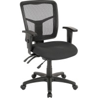 Lorell Ergomesh Series Managerial Midback Chair Black Fabric Seat Black Back Black Frame Mid Back 5Star Base 1 Eac