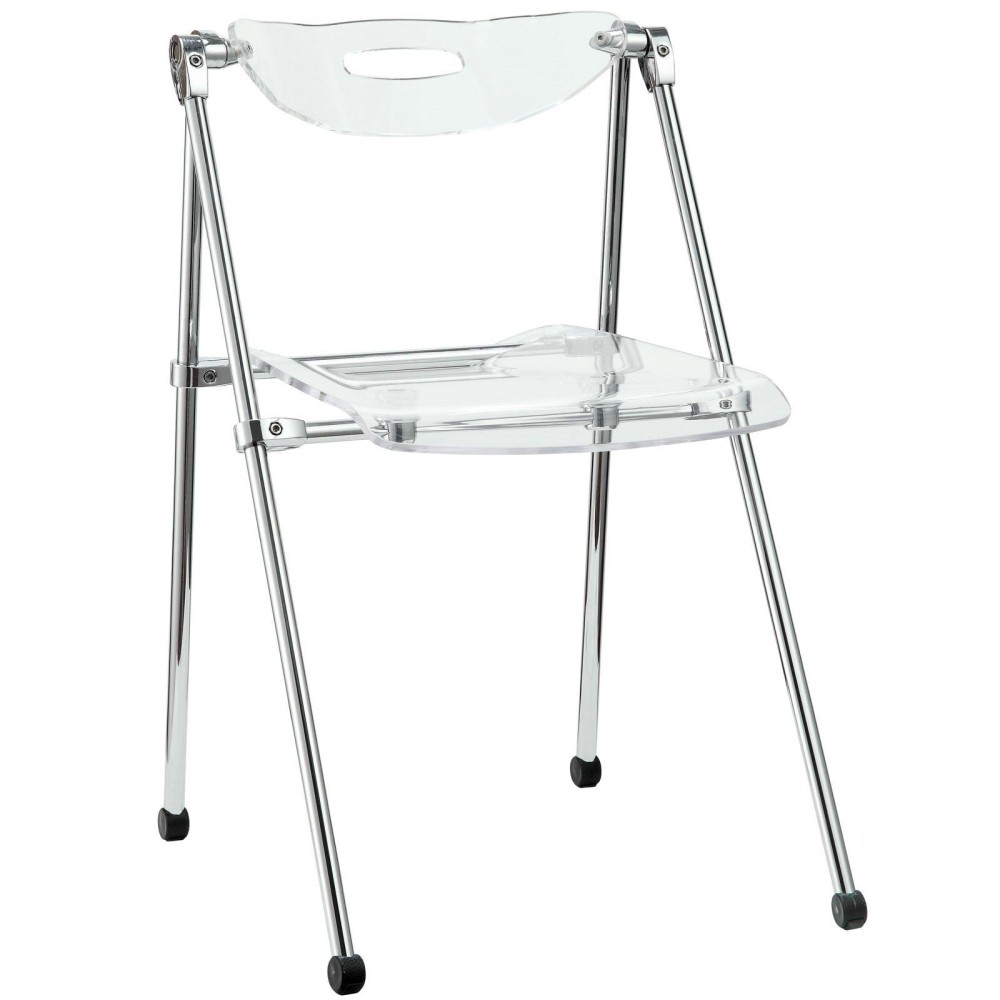 Modway Telescope Acrylic Folding Kitchen And Dining Room Chair In Clear