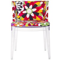 Modway Flower Vintage Modern Acrylic Upholstered Fabric Kitchen And Dining Room Chair In Clear