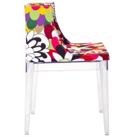 Modway Flower Vintage Modern Acrylic Upholstered Fabric Kitchen And Dining Room Chair In Clear