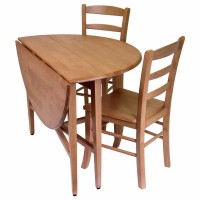 Hannah 3pc Dining Set Drop Leaf Table with 2 Ladder Back Chairs