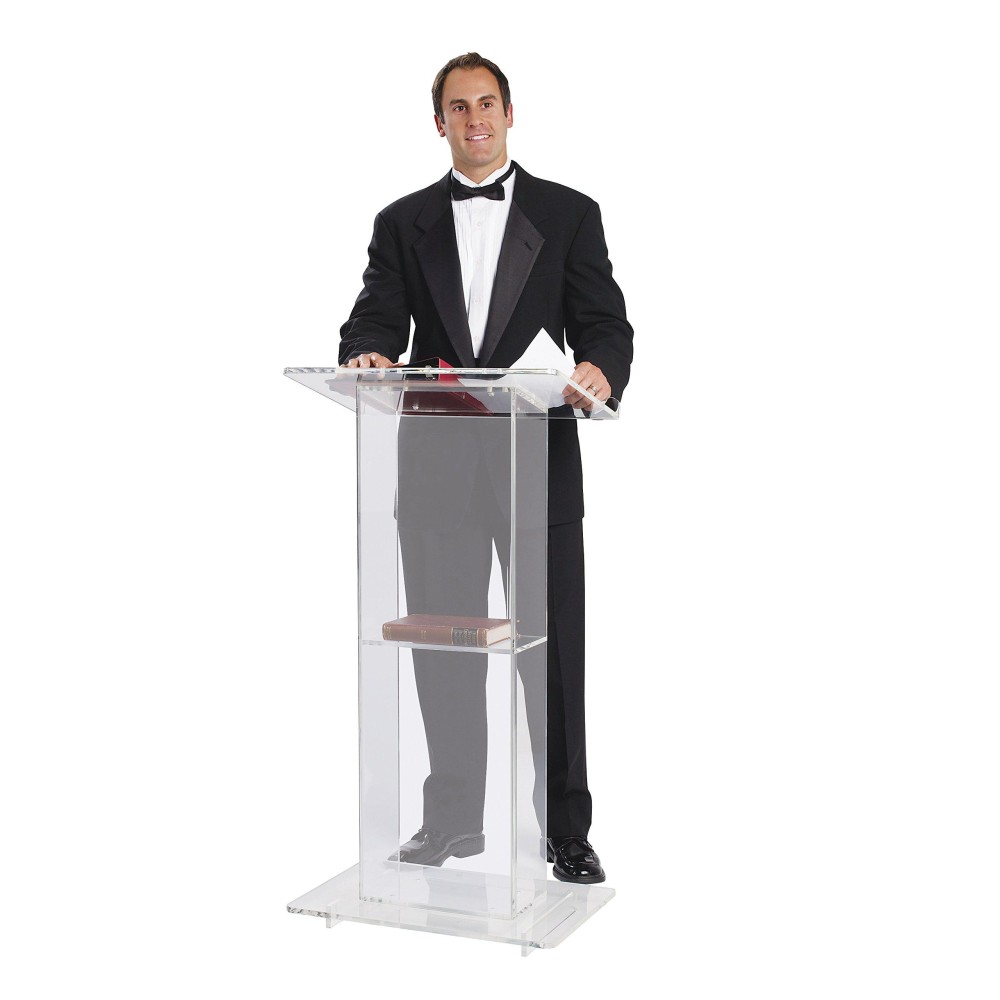 Oklahoma Sound 401S Acrylic Lectern With Shelf, Clear