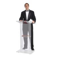 Oklahoma Sound 401S Acrylic Lectern With Shelf, Clear