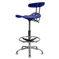 Flash Furniture Bradley Vibrant Nautical Blue And Chrome Drafting Stool With Tractor Seat