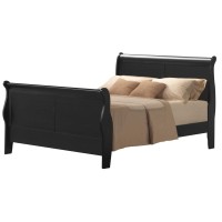 Acme Louis Philippe Iii Wood Full Sleigh Panel Bed In Black