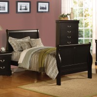 Acme Louis Philippe Iii Wood Full Sleigh Panel Bed In Black