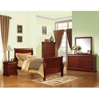 Acme Furniture Louis Philippe Iii Traditional Wood Sleigh Twin Bed In Cherry