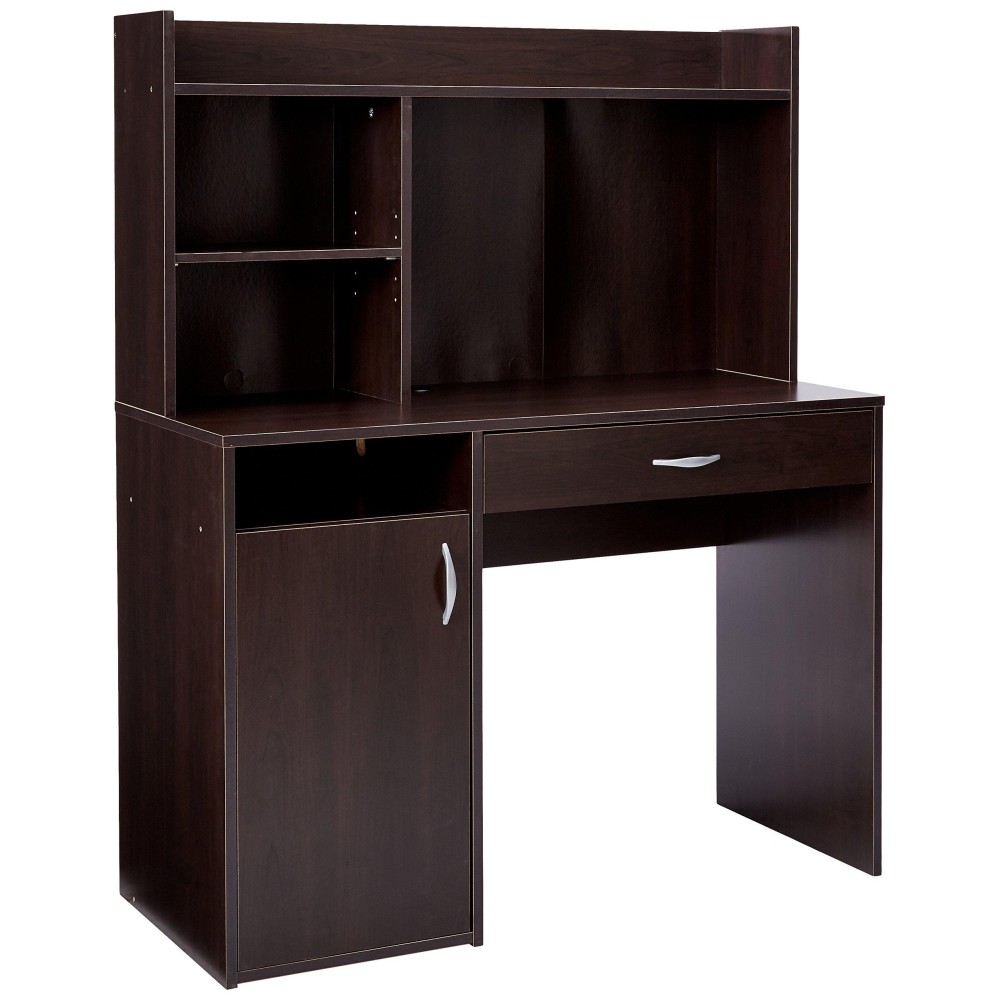 Sauder Beginnings Transitional Desk With Hutch, Cinnamon Cherry Finish