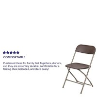 Flash Furniture Hercules Series Plastic Folding Chair - - Brown - 650Lb Weight Capacity Comfortable Event Chair - Lightweight Folding Chair -